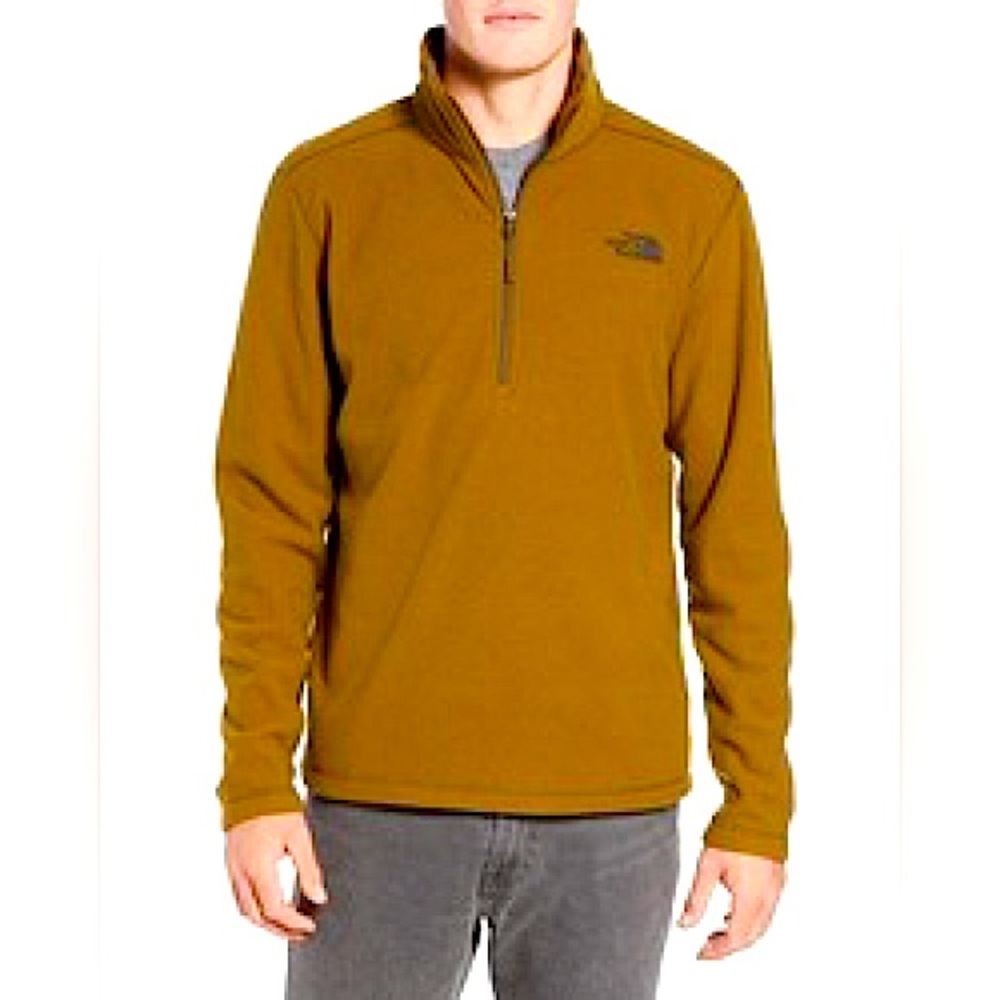 The‎ North Face Textured Cap Rock Quarter Zip Fleece Sweatshirt Jacket Mustard